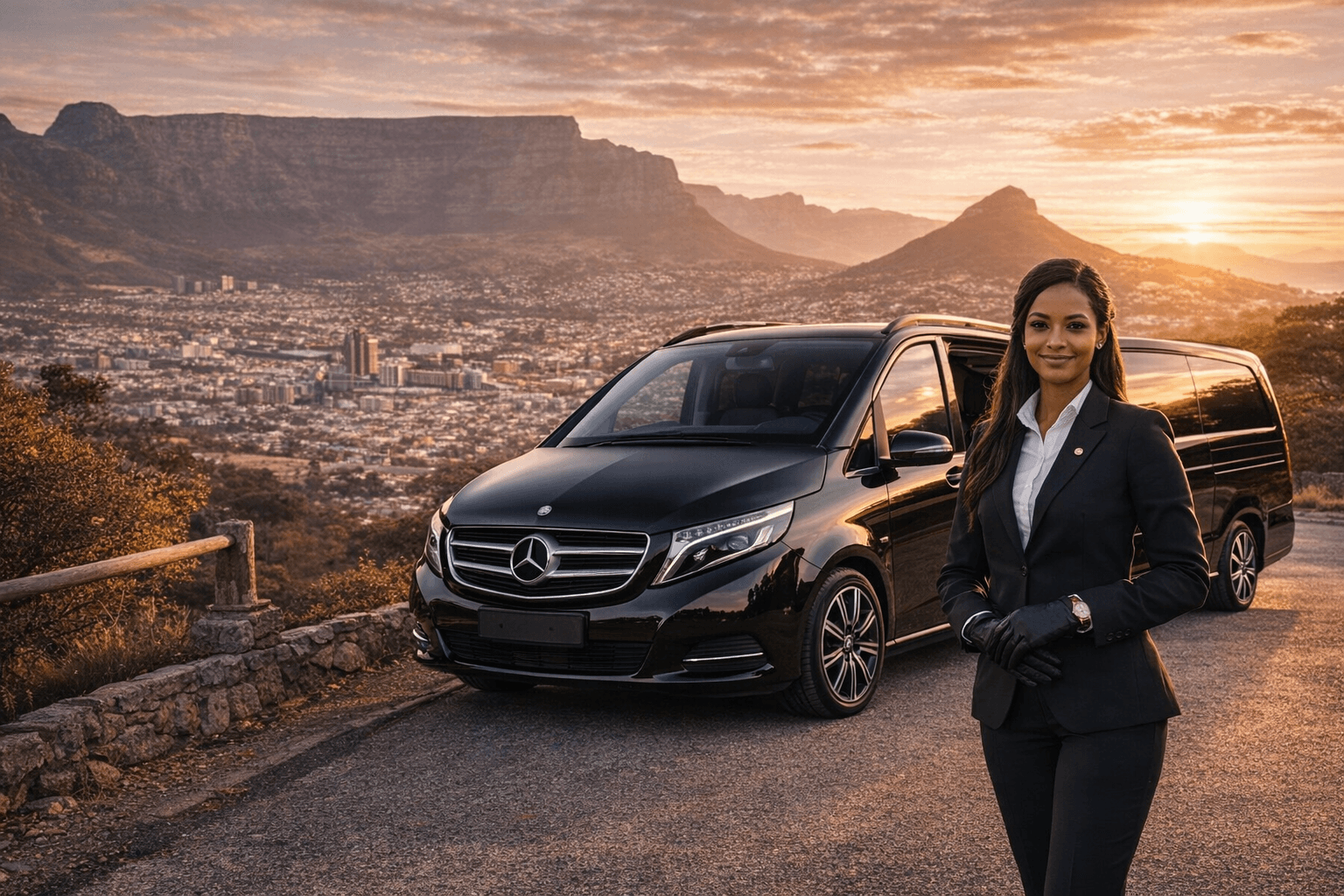 Female driver Cape Town private Mercedes V-Class